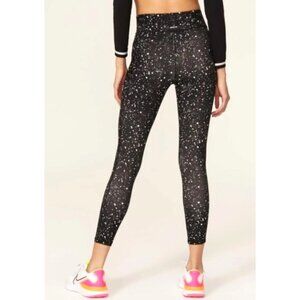 Michi Women's Sz XS Black & White Splatter Print High-Waisted Athletic Leggings
